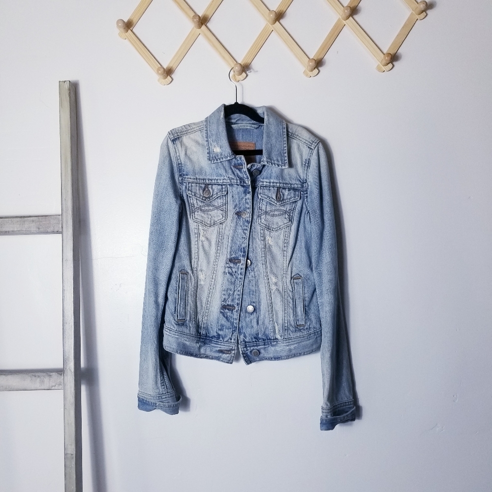 ABERCROMBIE & FITCH DISTRESSED WORN LOOK JEAN JACKET SIZE XS